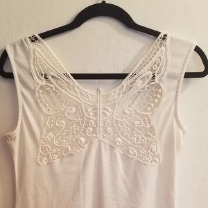White tank top with crotchet butterfly back